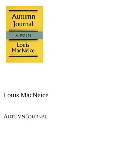 Autumn Journal