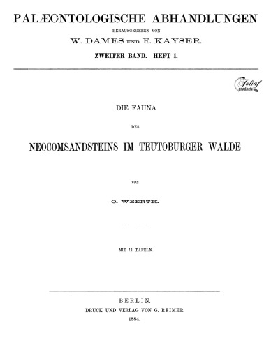 Die Fauna des Neocomsandsteins im teutoburger Walde