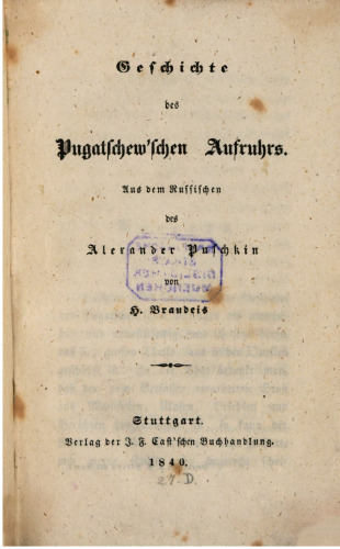 Geschichte des Pugatschew'schen Aufruhrs