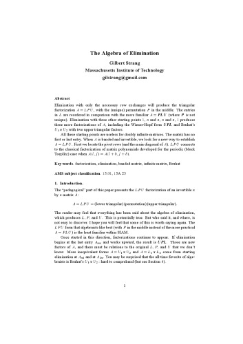 The Algebra of Elimination [expository notes]