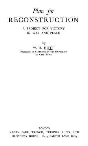 Plan for Reconstruction