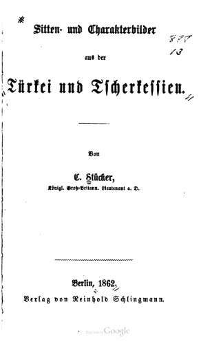 Sitten- und Charakterbilder aus der Türkei und Tscherkessien