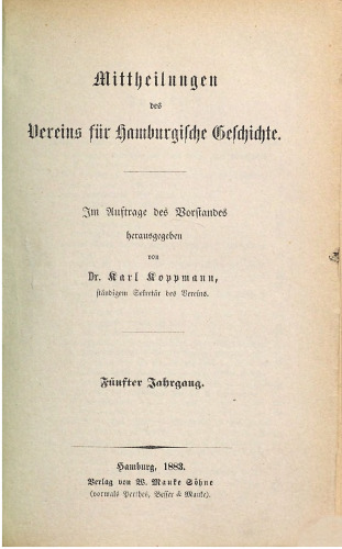 Mitteilungen des Vereins für Hamburgische Geschichte