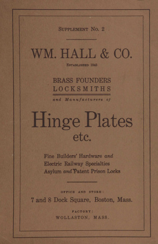 Supplement No. 2: Hinge Plates: William Hall & Co. (c.1907)