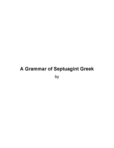 Grammar of Septuagint Greek