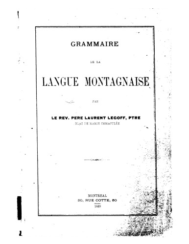 Grammaire de la langue montagnaise