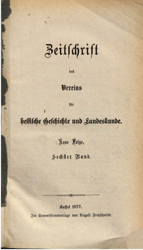 Zeitschrift des Vereins für hessische Geschichte und Landeskunde