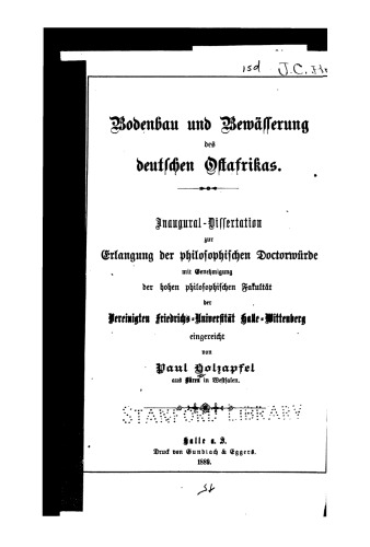 Bodenbau und Bewässerung des deutschen Ostafrikas