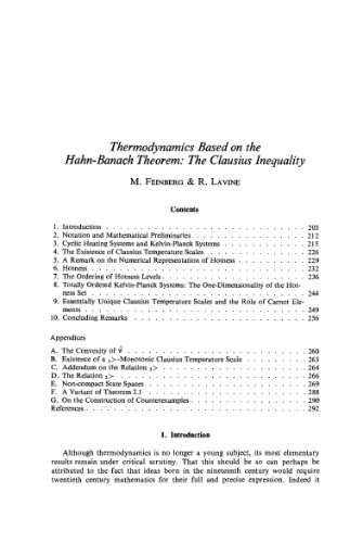 Thermodynamics based on the Hahn-Banach Theorem