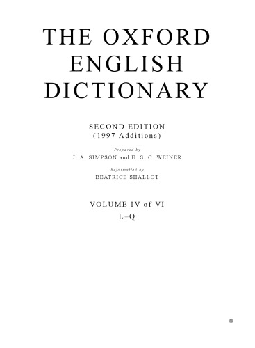 Oxford English Dictionary, Second Edition (1997 Additions), Vol. 4: L—Q