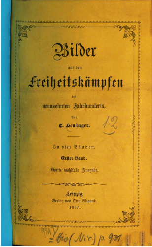 Bilder aus den Freiheitskämpfen des Neunzehnten Jahrhunderts