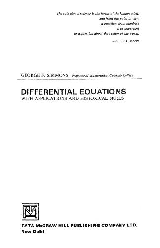 Differential Equations with Applications and Historical Notes