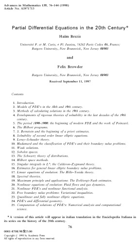 Partial differential equations in the 20th century