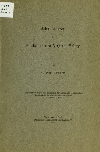 John Lederer, der Entdecker des Virginia Valley