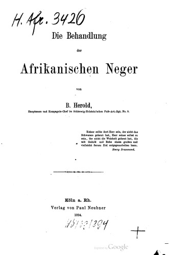 Die Behandlung der afrikanischen Neger