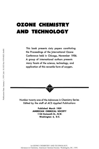 Ozone Chemistry and Technology