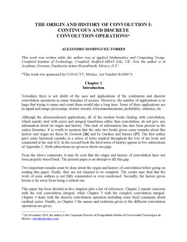 Origin and History of Convolution