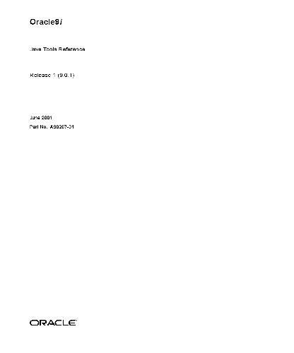 Oracle9i Java Tools Reference