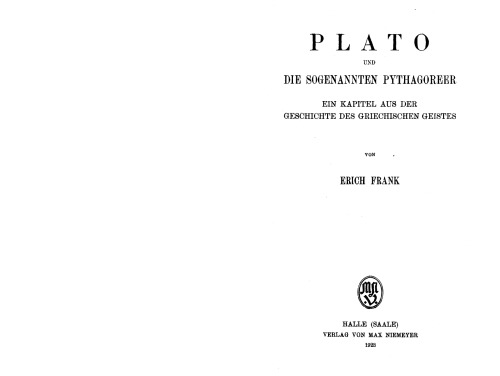 Plato und die sogenannten Pythagoreer