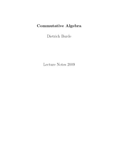 Commutative Algebra [Lecture notes