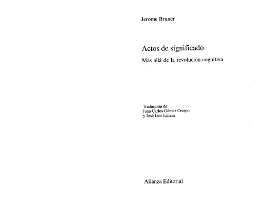 Actos De Significado - Mas Alla De La Revolucion Cognitiva