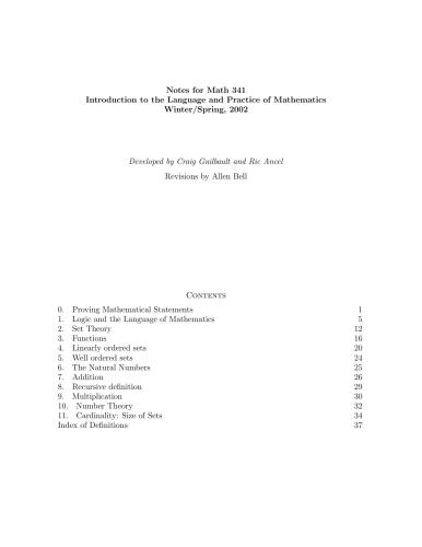 Introduction to the Language and Practice of Mathematics [Lecture notes]