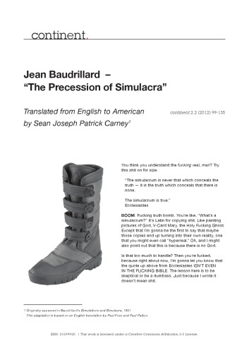The Precession of Simulacra - Translated from English to American