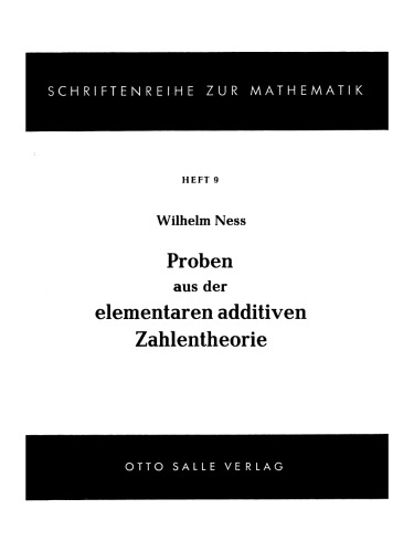 Proben aus der elementaren additiven Zahlentheorie