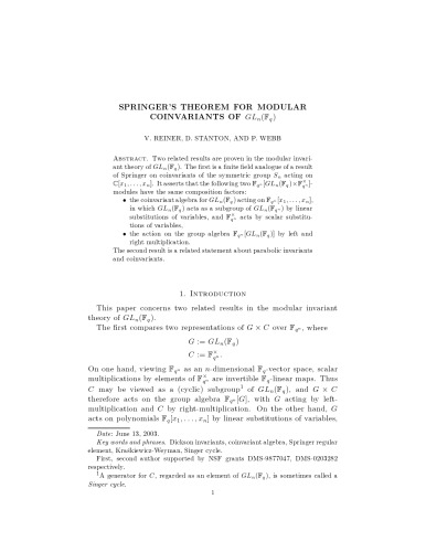 Springer’s theorem for modular coinvariants of GLn(Fq)