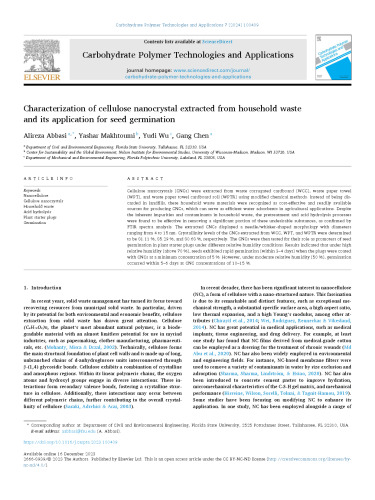 Characterization of cellulose nanocrystal extracted from household waste and its application for seed germination