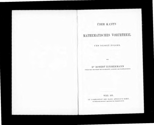 Über Kant's mathematisches Vorurtheil und dessen Folgen