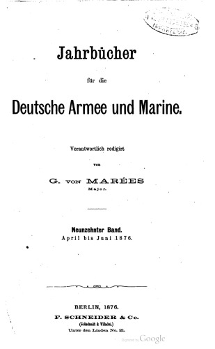 Jahrbücher für die Deutsche Armee und Marine / April bis Juni1876