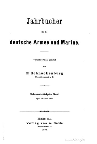 Jahrbücher für die Deutsche Armee und Marine / April bis Juni1893