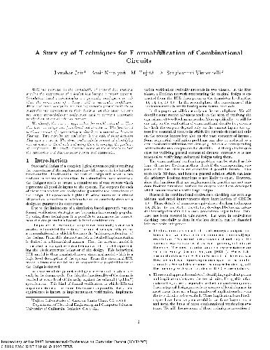 A survey of techniques for formal verification of combinational circuits