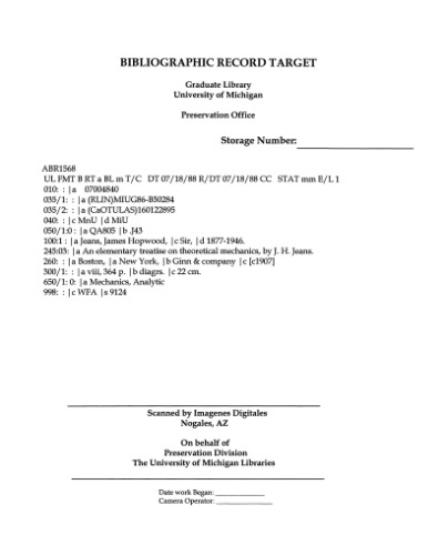 An Elementary Treatise on Theoretical Mechanics