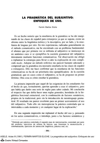 La pragmática del subjuntivo: enfoques de uso
