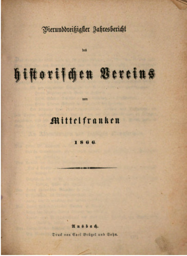 Jahresbericht des Historischen Vereins in Mittelfranken