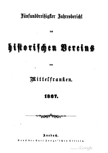 Jahresbericht des Historischen Vereins in Mittelfranken