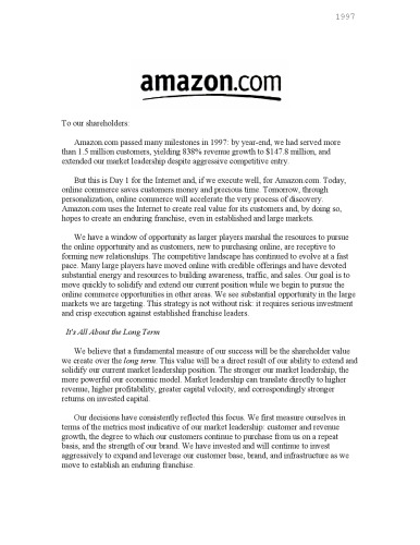 Amazon Shareholder Letters (1997-2020)