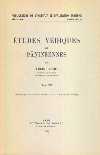 Études védiques et pāṇinéennes