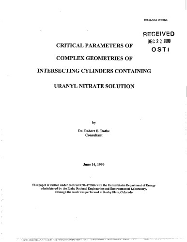 Critical Params of Complex Geometries of Cylinders Containing Uranyl Nitrate