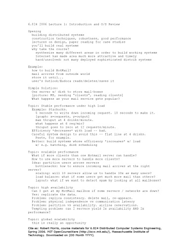 Distributed Computer Systems Engineering: Lecture Notes