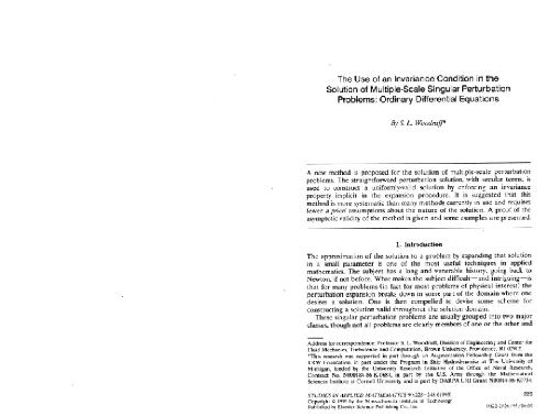 Use of invariance condition in multiple-scale singular perturbation problems