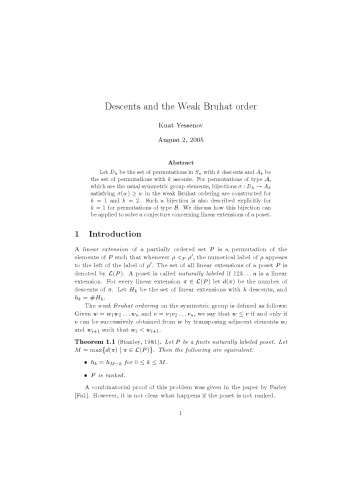 Descents and the Weak Bruhat order