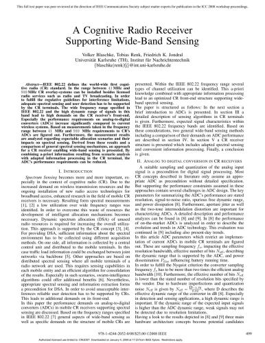 A Cognitive Radio Receiver Supporting Wide-Band Sensing
