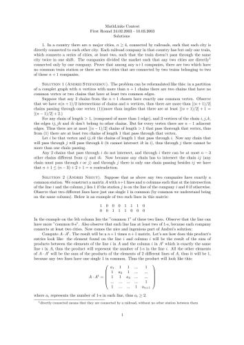 MathLinks Contest, year 1: Problems and solutions to Round 1