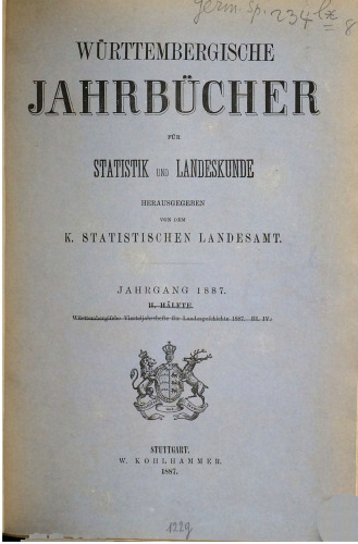 Württembergische Jahrbücher für Statistik und Landeskunde