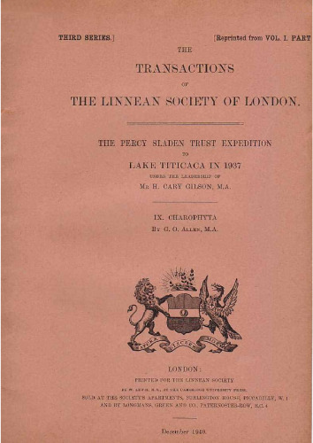 The Percy Sladen Trust Expedition to Lake Titicaca in 1937