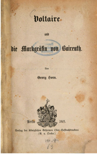 Voltaire und die Markgräfin von Bayreuth