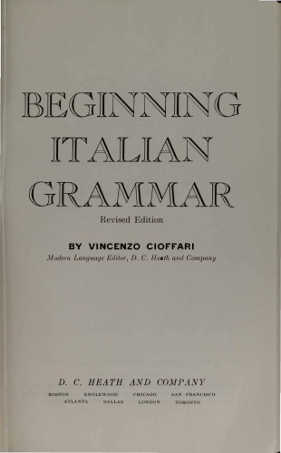Beginning Italian Grammar